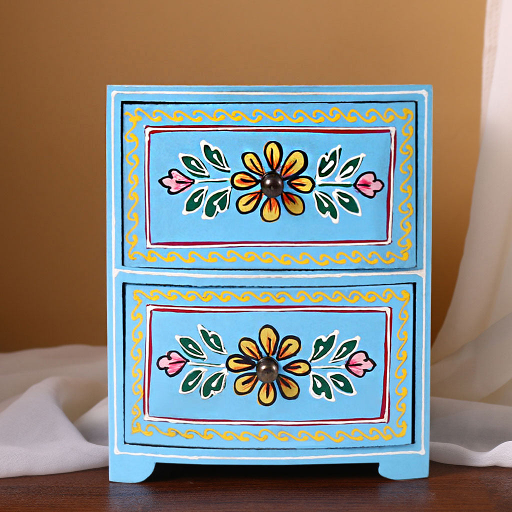 Blue Blossom Wooden Drawer