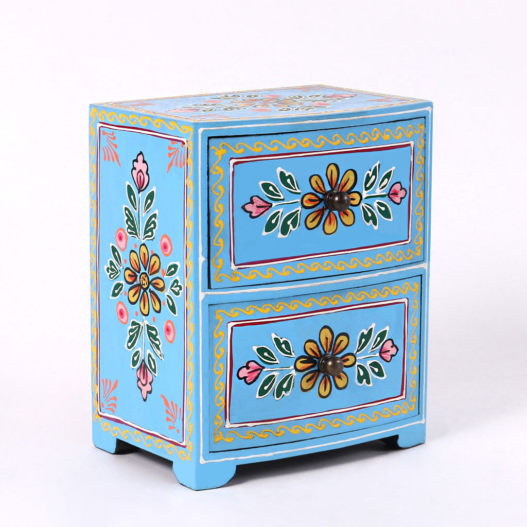 Blue Blossom Wooden Drawer